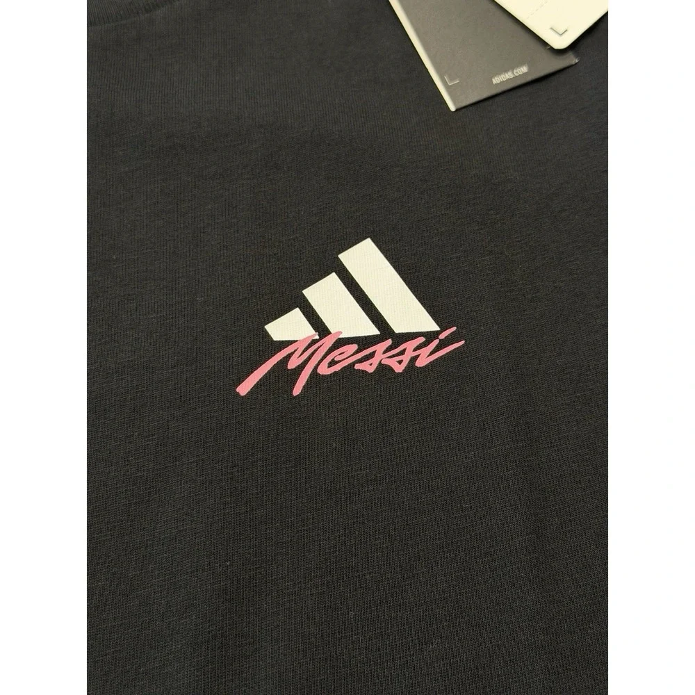 Adidas Messi Graphic T-Shirt Black JM8946 Boys Large NWT